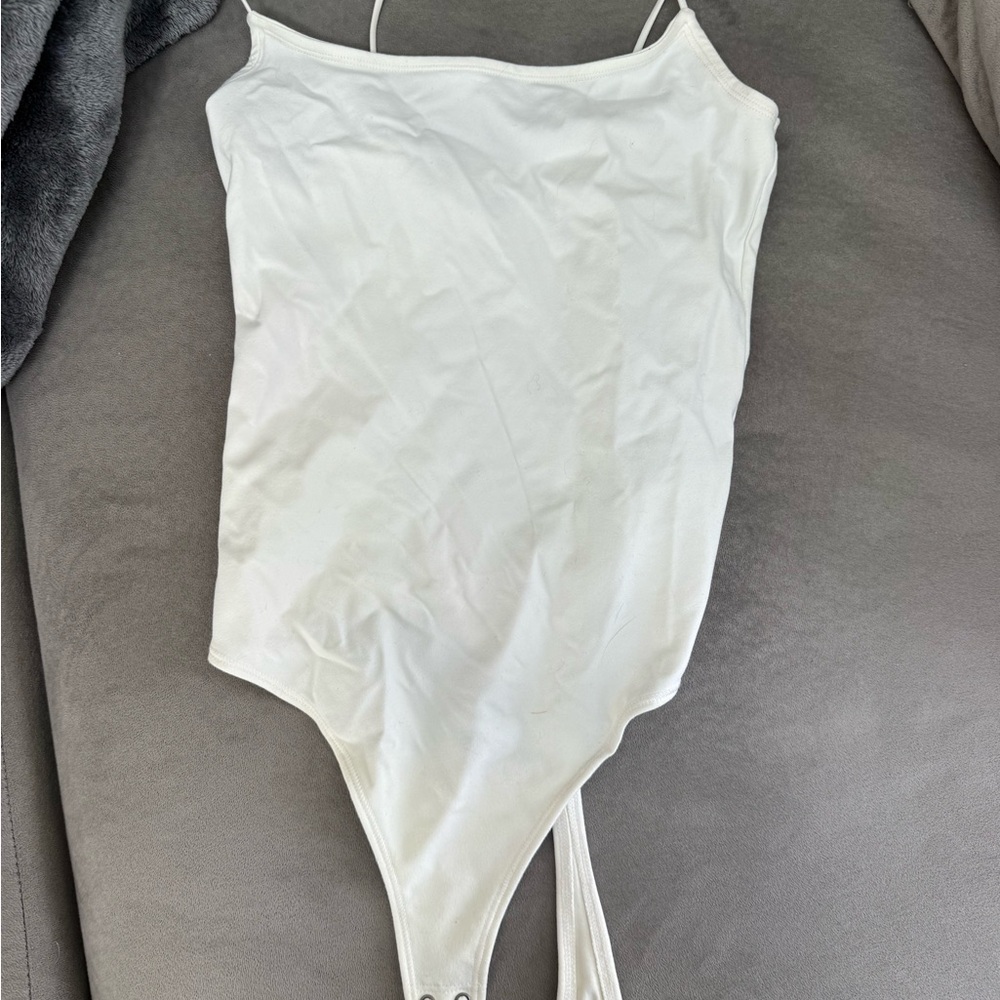 Abercrombie & Fitch White Spaghetti Strap Tank Bodysuit